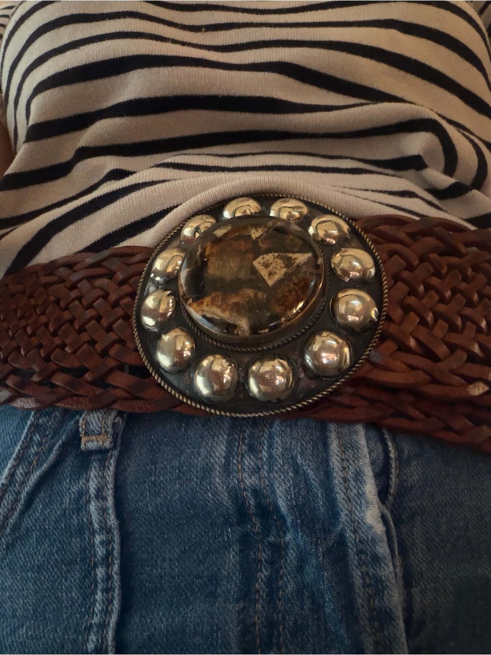 Morrocan leather belt boho style size L - Picture 9 of 11